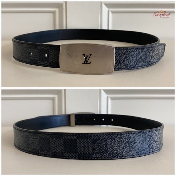 Authentic Louis Vuitton Black Damier Graphite Suntulle LV CUT Buckle Belt 85/34 - Picture 5 of 13